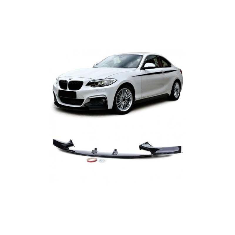 LAME AVANT M-PERFORMANCE POUR PARE-CHOCS PACK M POUR BMW SÉRIE 2 F22 F23 (14-19) - NOIR BRILLANT